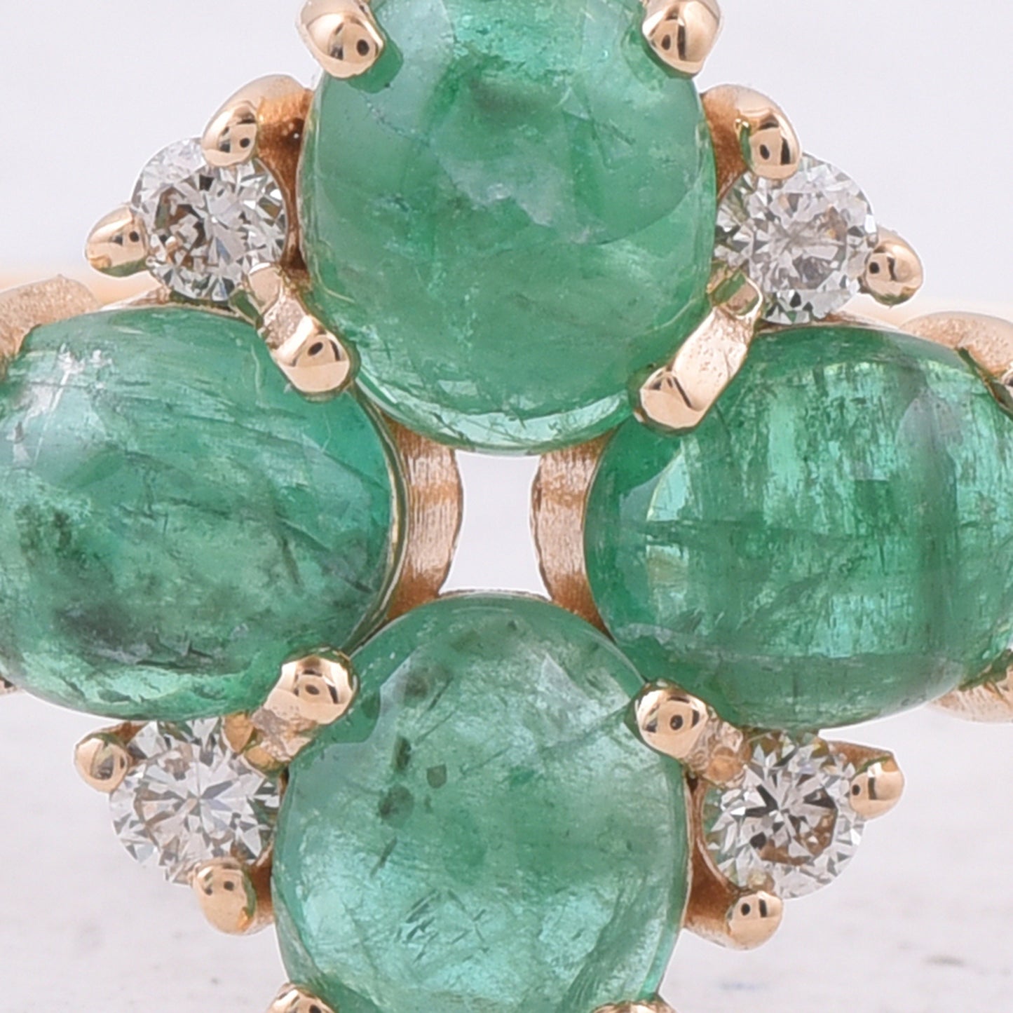 1.51 Ct Oval Cabochon Cut Natural Emerald 14K Gold Ring