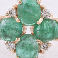 1.51 Ct Oval Cabochon Cut Natural Emerald 14K Gold Ring
