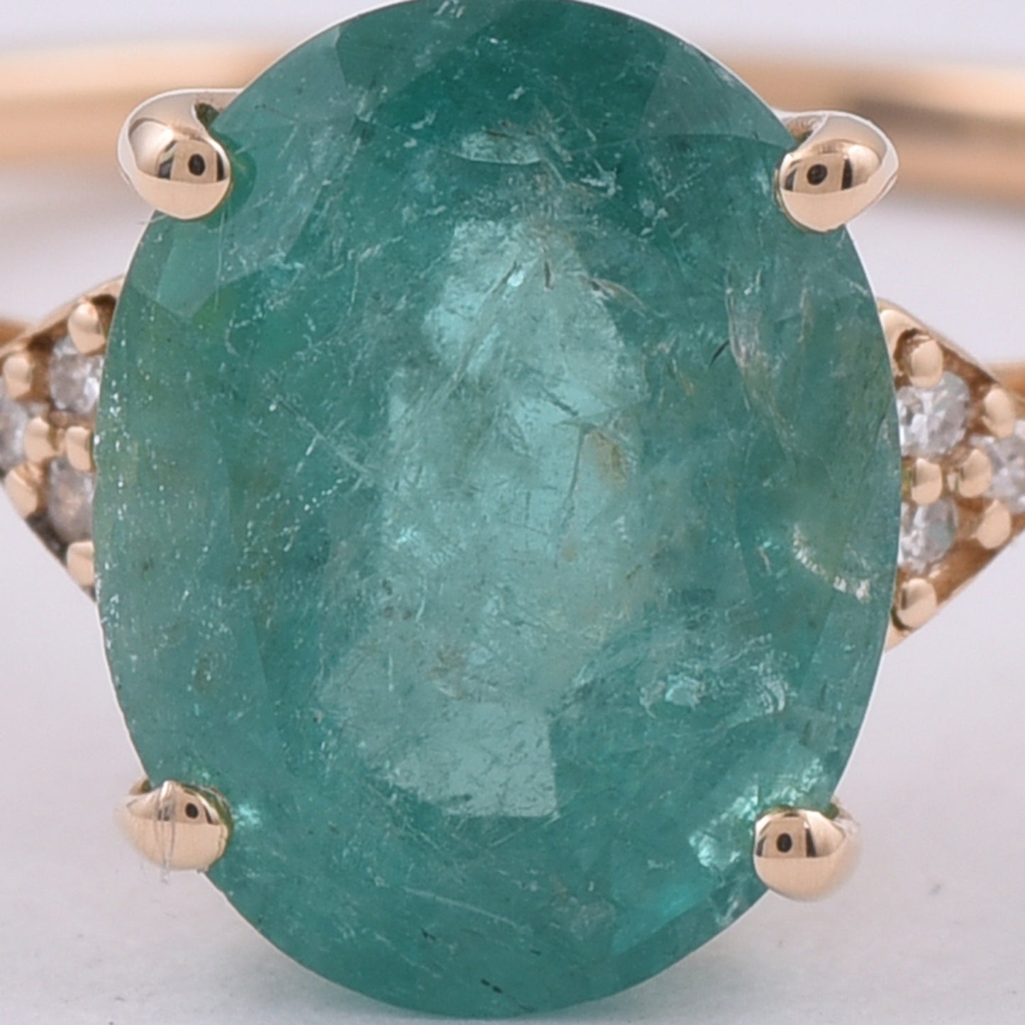 2.07 Ct Oval Natural Emerald 14K Gold Ring