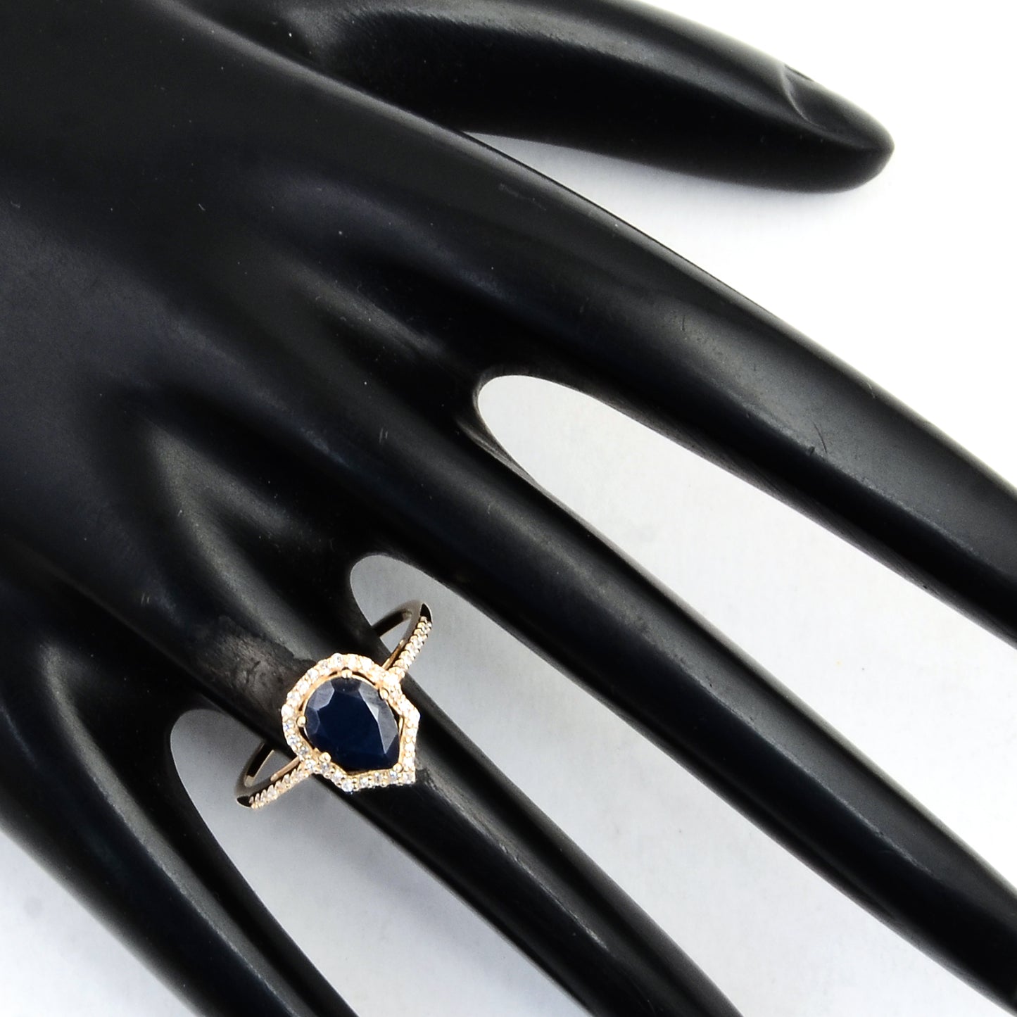 1.82 Ct Pear Mixed Cut Natural Corundum Sapphire 14K Gold Ring