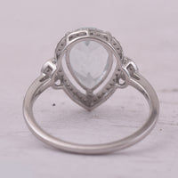 2.44 Ct Pear Mixed Cut Natural Aquamarine 950 Platinum Ring