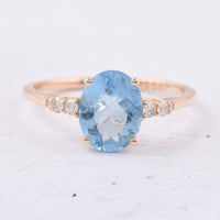 1.56 Ct Oval Natural Aquamarine 14K Gold Ring