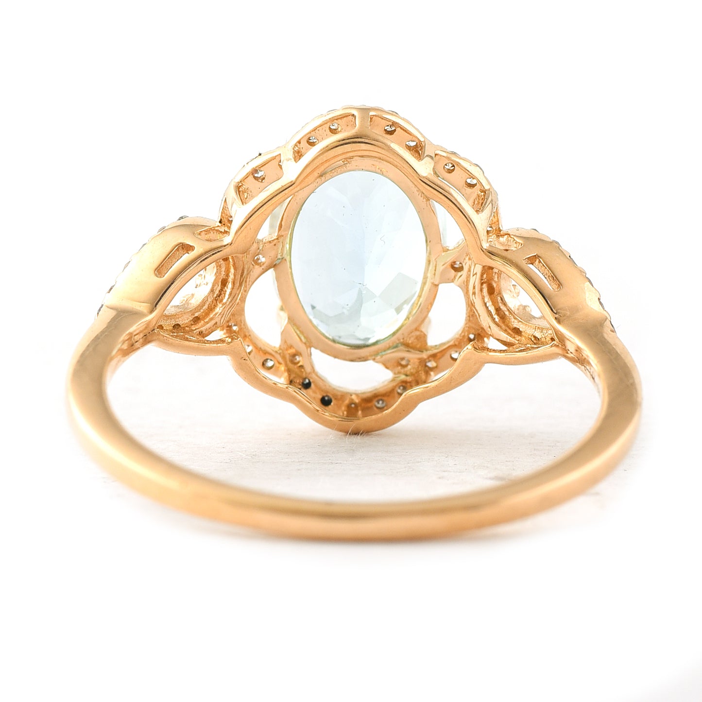 1.55 Ct Oval Mixed Cut Natural Aquamarine 14K Gold Ring