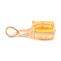 2.94 Ct Cushion Mixed Cut Natural Fire Opal 14K Gold Pendant