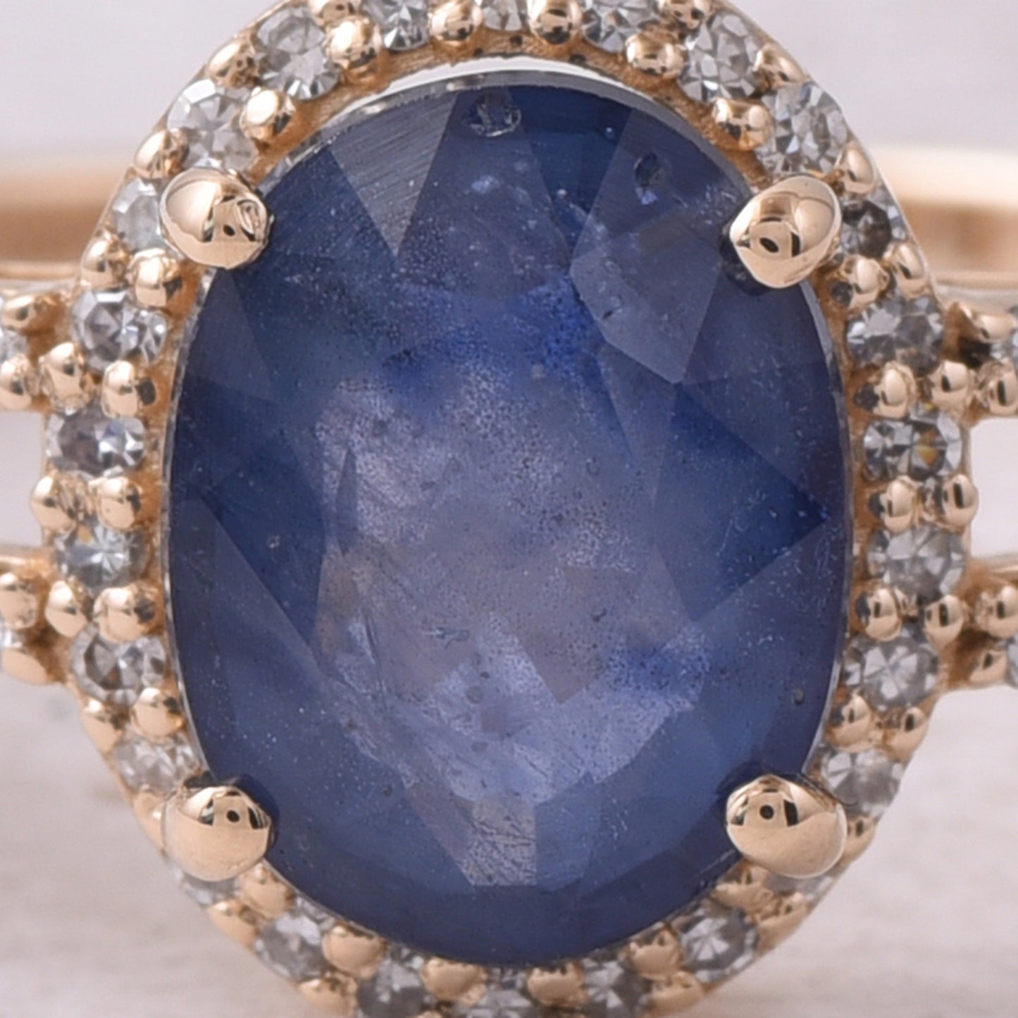 2.07 Ct Oval Mixed Cut Natural Sapphire 14K Gold Ring