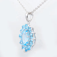 3.68 Ct Oval Sky Blue Topaz, Swiss Blue Topaz 925 Sterling Silver Pendant