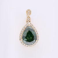 1.32 Ct Pear Green Diamond 14K Gold Pendant