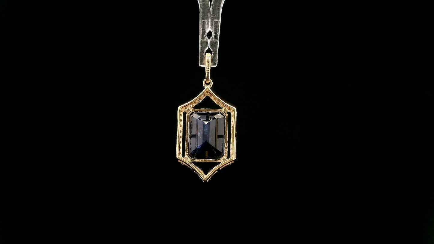 4.45 Ct Octagon Natural Sapphire 14K Gold Pendant