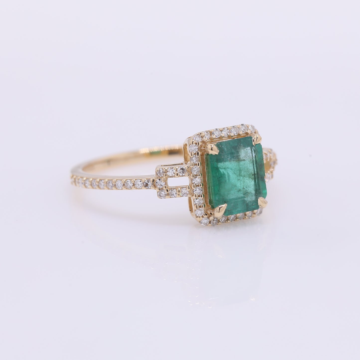 1.34 Ct Octagon Step Cut Natural Emerald 14K Gold Ring