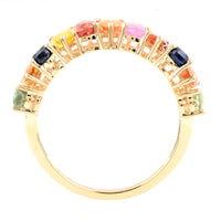 3.16 Ct Pear Mixed Cut Natural Corundum Multi Sapphire 14K Gold Ring