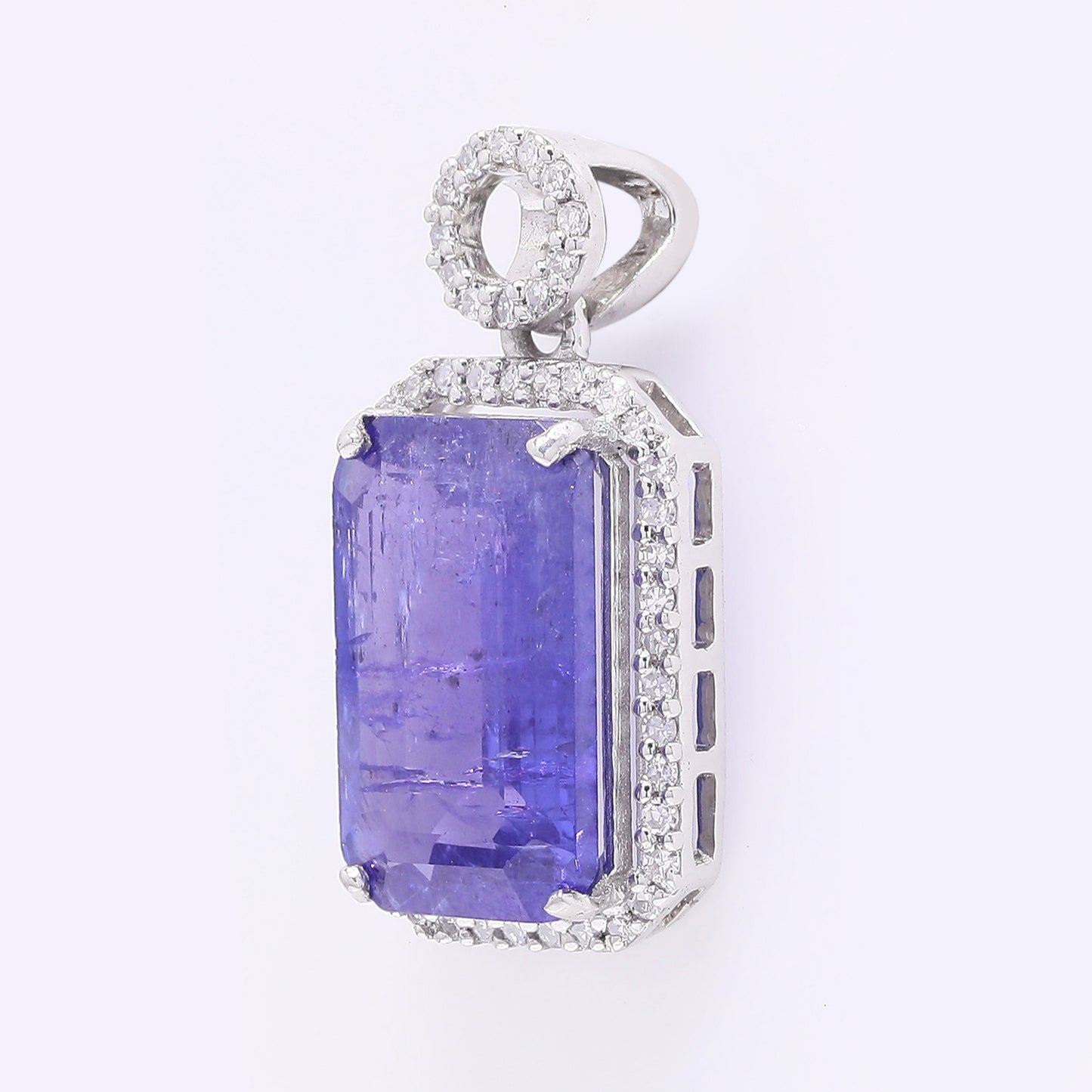3.81 Ct Octagon Step Cut Natural Tanzanite 950 Platinum Pendant