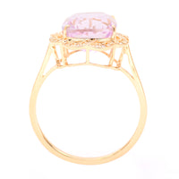 4.93 Ct Cushion Mixed Cut Natural Kunzite 14K Gold Ring