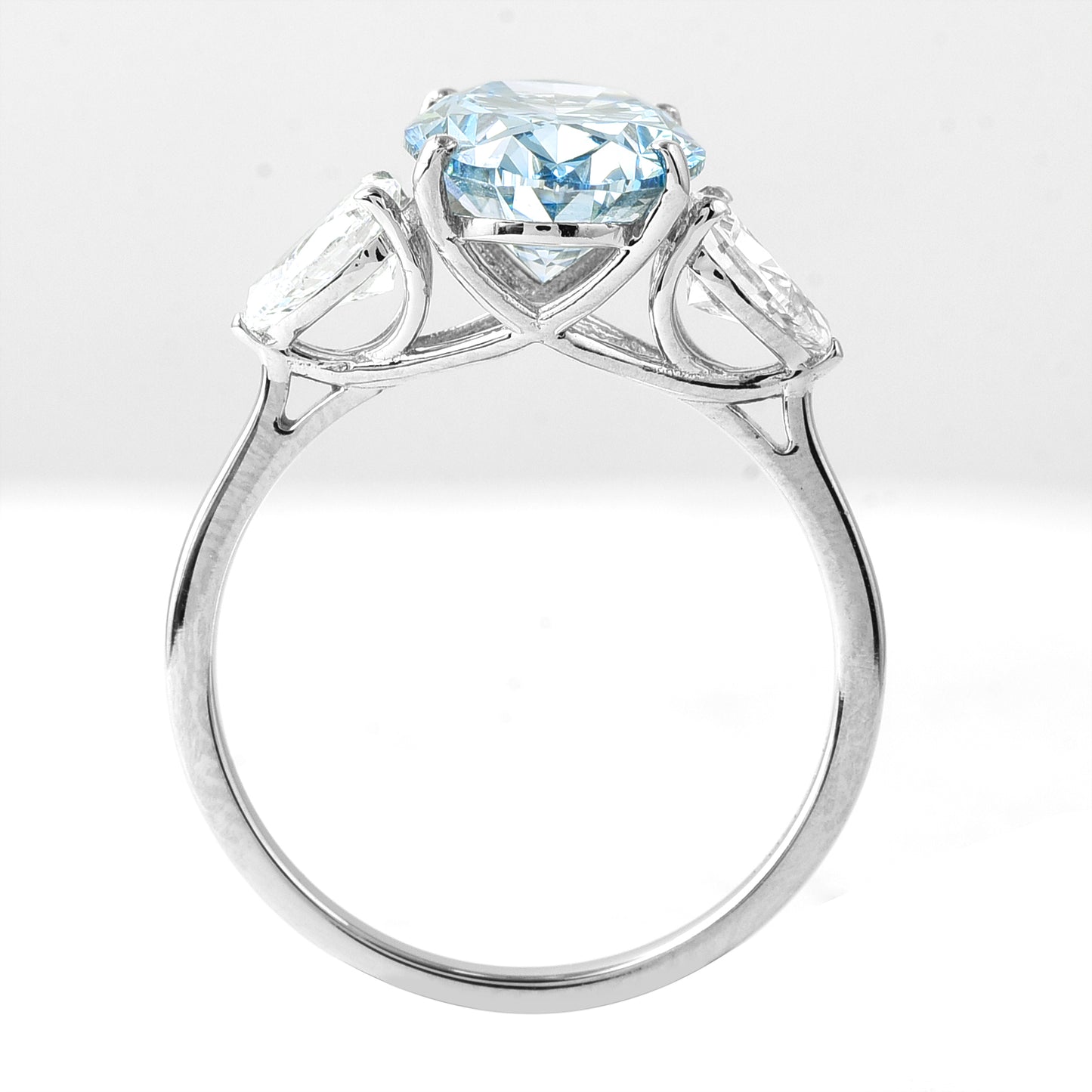 3.89 Ct Oval Brilliant Blue Lab Grown Diamond 950 Platinum Ring