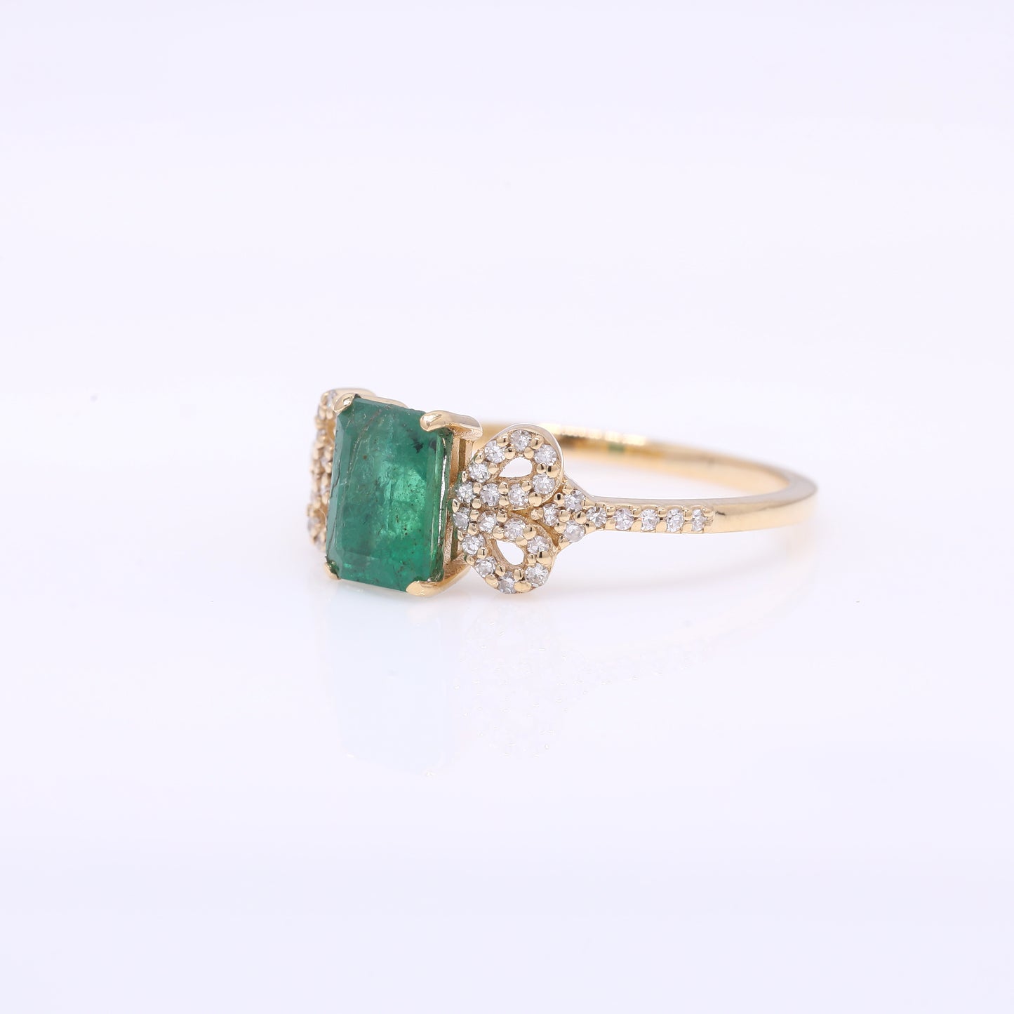 1.15 Ct Octagon Step Cut Natural Emerald 14K Gold Ring