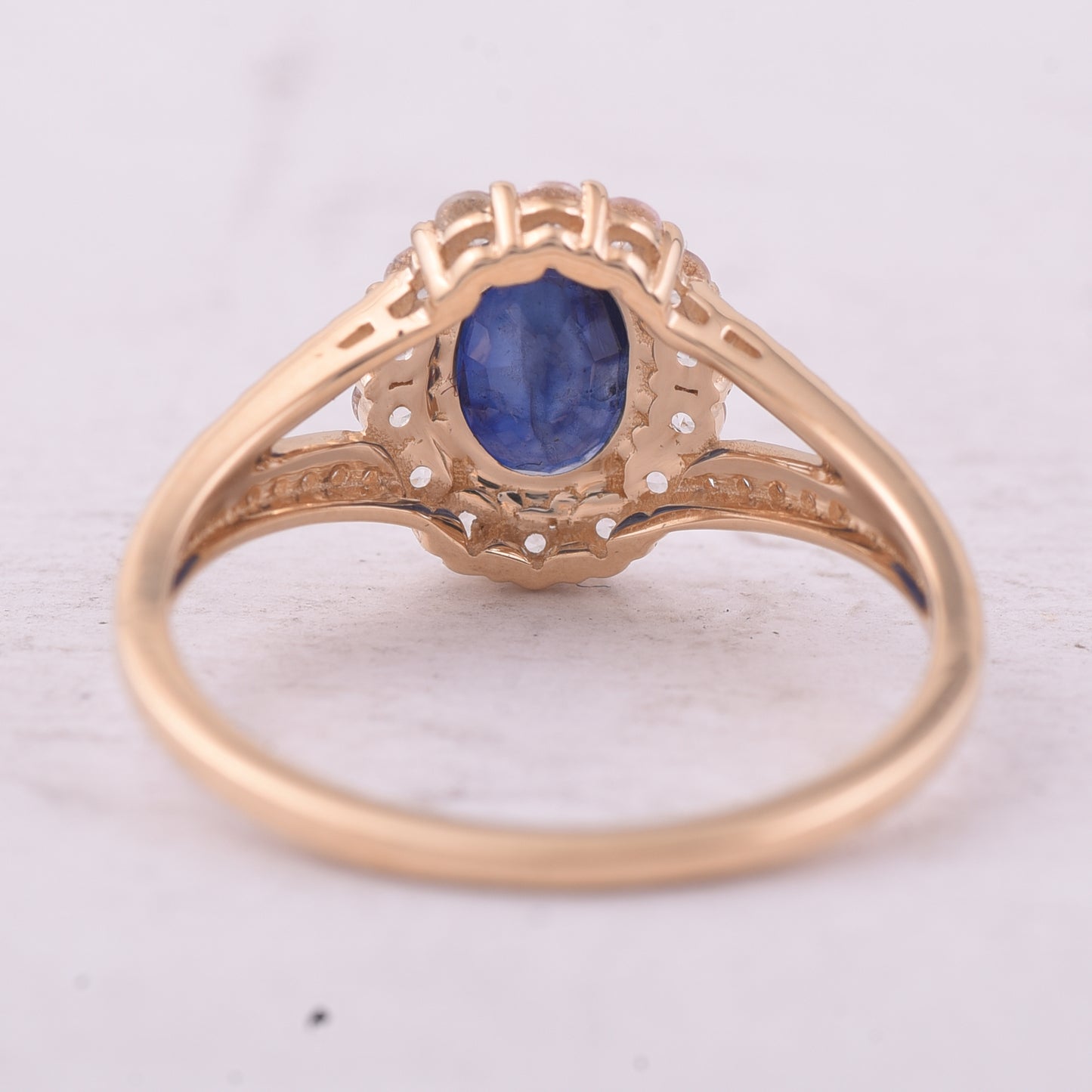 1.52 Ct Oval Mixed Cut Natural Sapphire 14K Gold Ring
