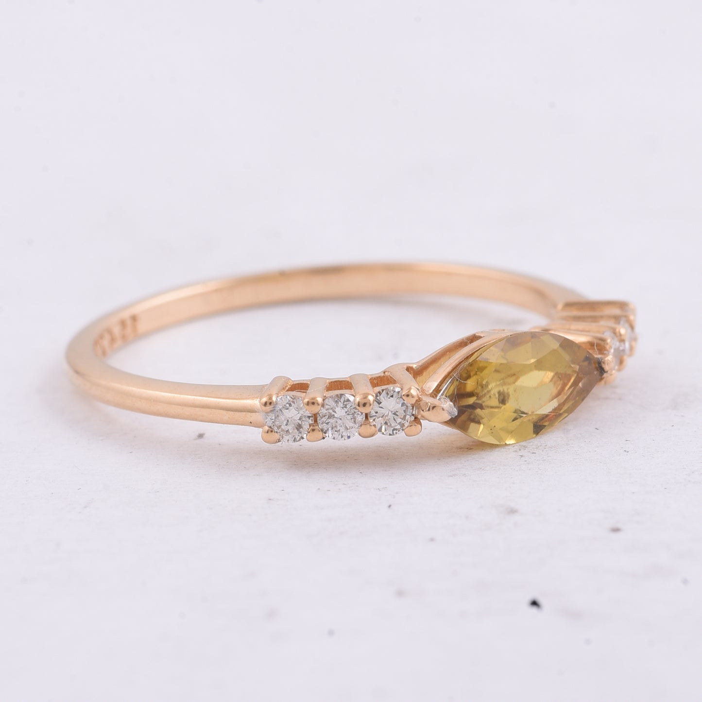 0.56 Ct Marquise Natural Yellow Tourmaline 14K Gold Ring