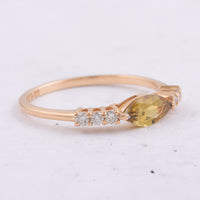 0.56 Ct Marquise Natural Yellow Tourmaline 14K Gold Ring