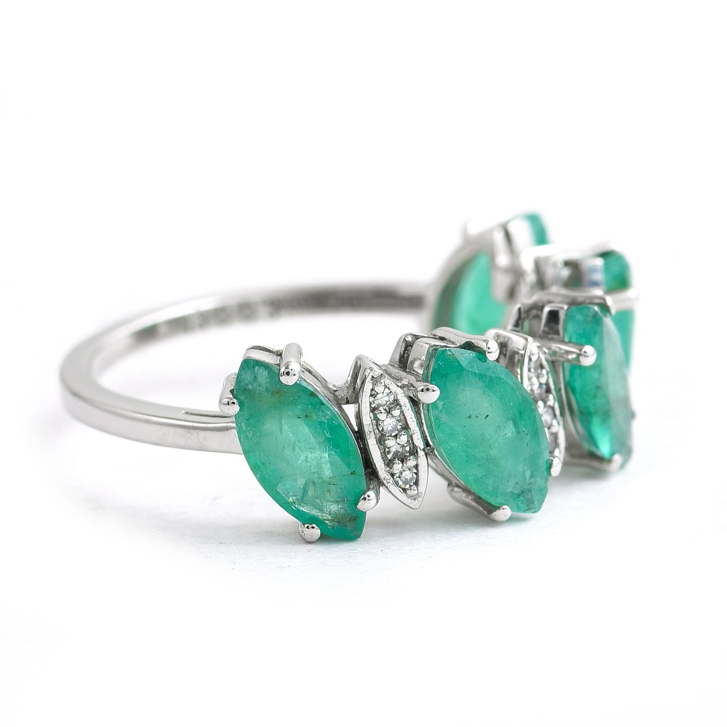 3.56 Ct Marquise Mixed Cut Natural Emerald 950 Platinum Ring