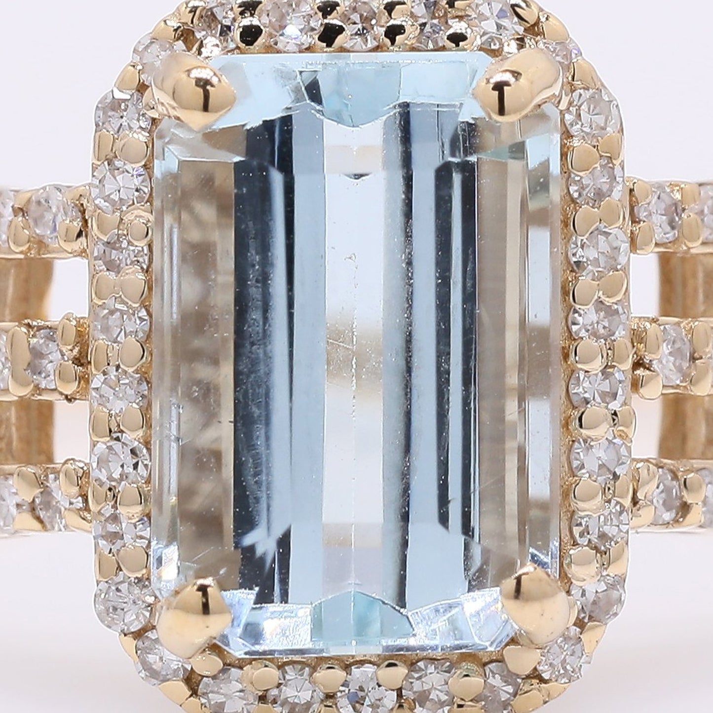 2.33 Ct Octagon Step Cut Natural Aquamarine 14K Gold Ring