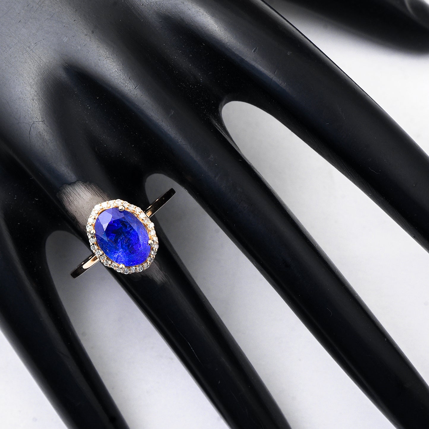 3.05 Ct Oval Mixed Cut Natural Tanzanite 14K Gold Ring