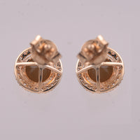 1.34 Ct Round Cabochon Cut Natural Fire Opal 14K Gold Earrings