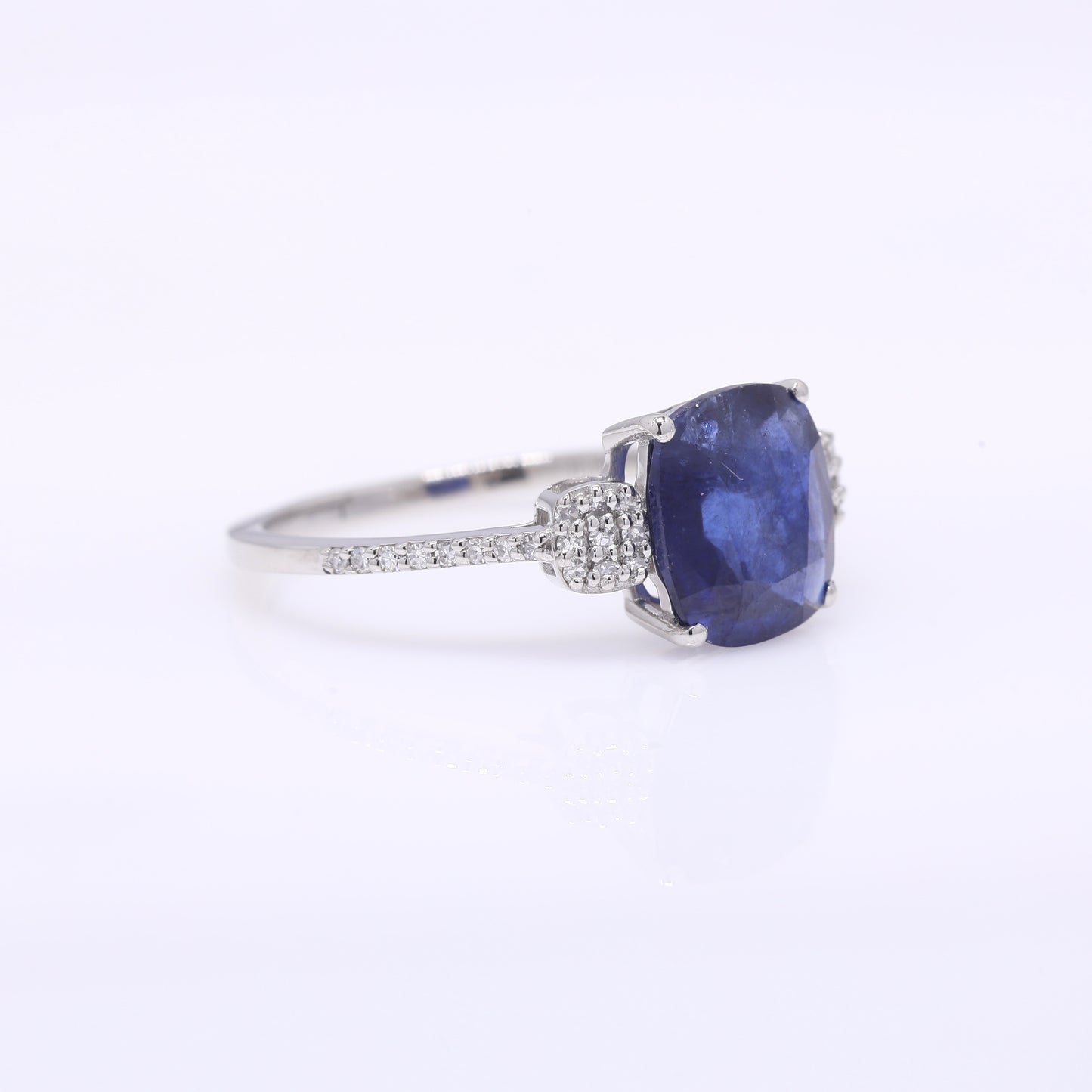 2.50 Ct Cushion Mixed Cut Natural Sapphire 950 Platinum Ring