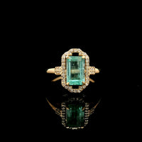 1.47 Ct Octagon Step Cut Natural Emerald 14K Gold Ring