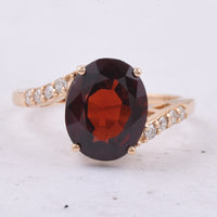 4.23 Ct Oval Natural Garnet 14K Gold Ring