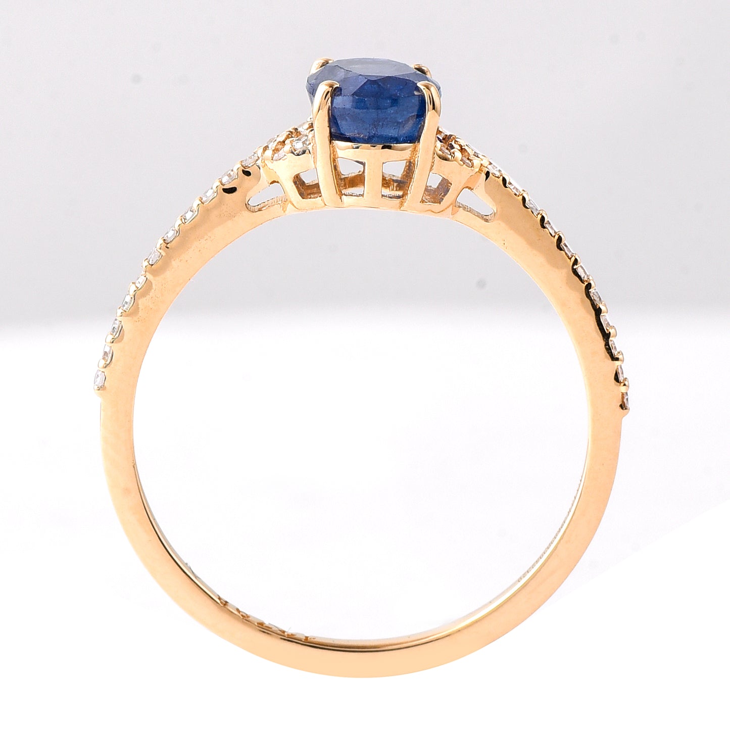 1.36 Ct Oval Mixed Cut Natural Sapphire 14K Gold Ring