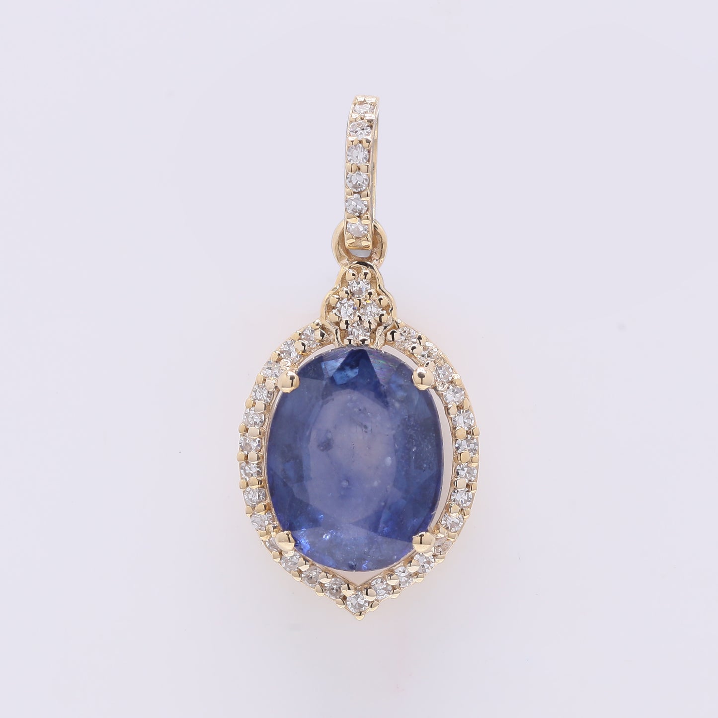 2.78 Ct Oval Mixed Cut Natural Sapphire 14K Gold Pendant