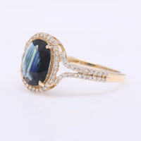 2.00 Ct Oval Mixed Cut Natural Sapphire 14K Gold Ring