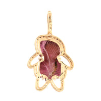 3.60 Ct Fancy Carving Natural Tourmaline 14K Gold Pendant