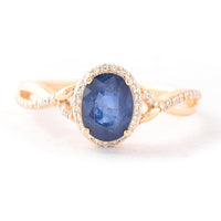 1.67 Ct Oval Mixed Cut Natural Sapphire 14K Gold Ring