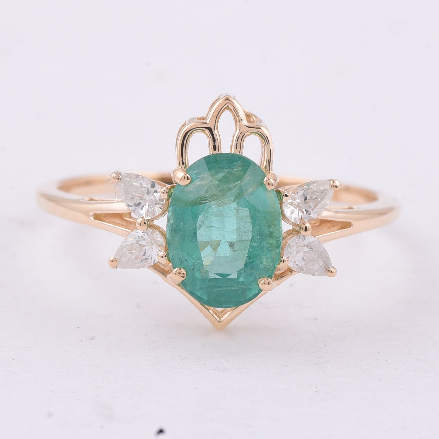1.56 Ct Oval Natural Emerald 14K Gold Ring