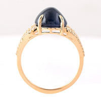 7.54 Ct Oval Cabochon Cut Natural Sapphire 14K Gold Ring