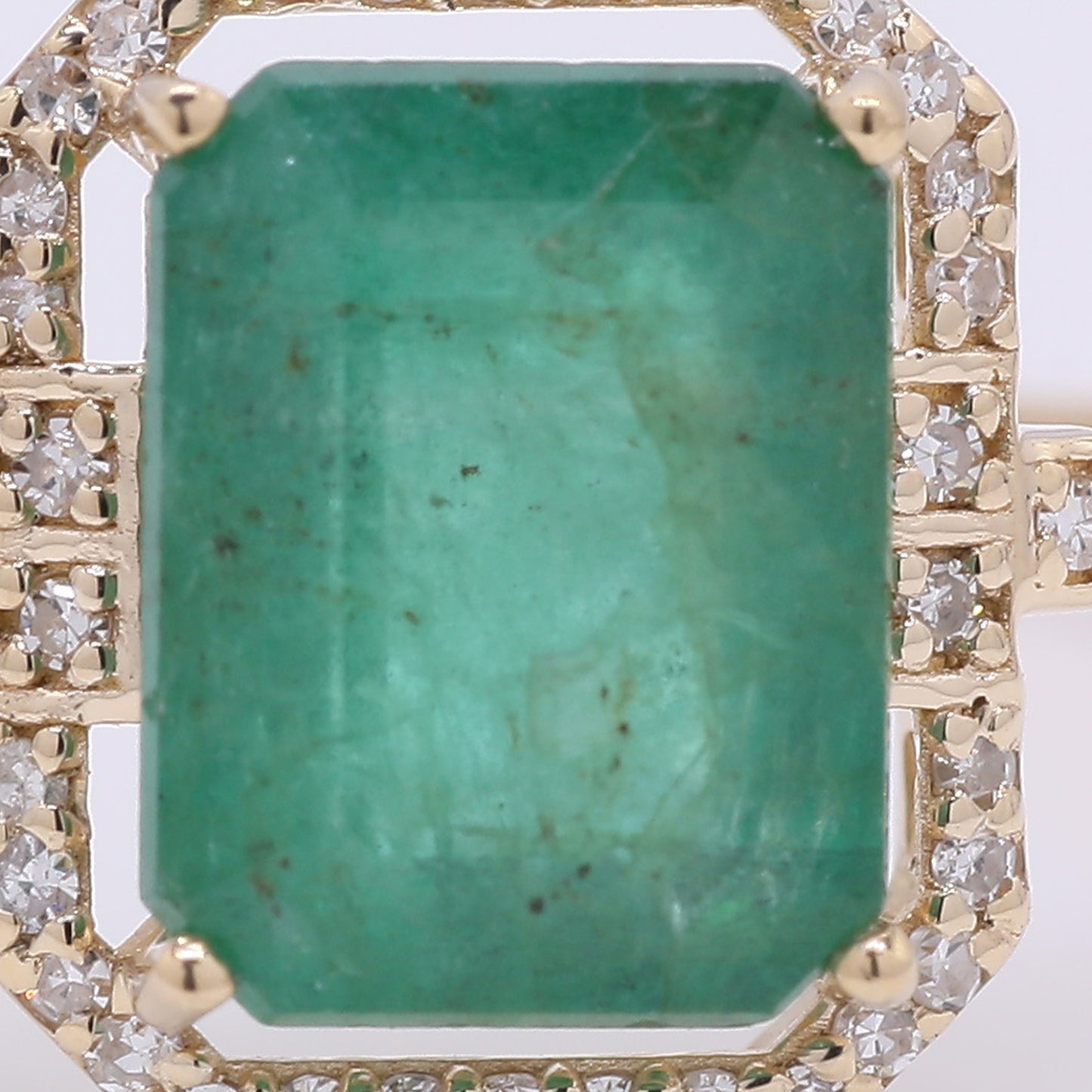 2.72 Ct Octagon Step Cut Natural Emerald 14K Gold Ring