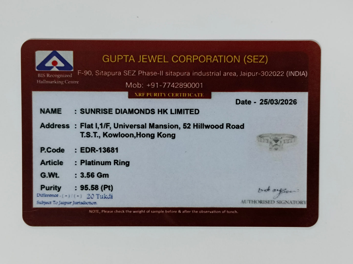 2.22 Ct Square Emerald Cut Lab Grown Diamond 950 Platinum Ring