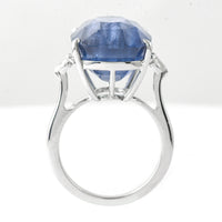 24.31 Ct Cushion Blue Sapphire 950 Platinum Ring