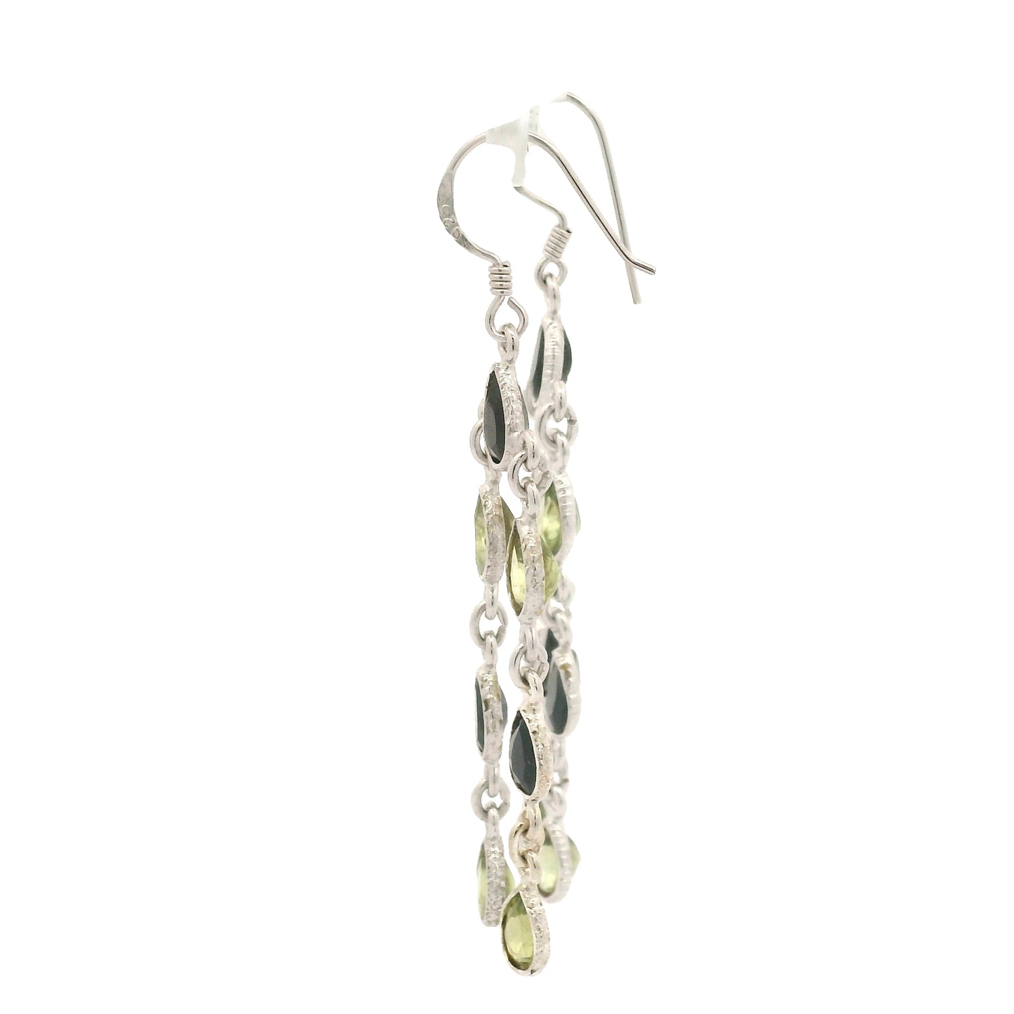 10.35 Ct Peridot, Sapphire 925 Sterling Silver Earrings