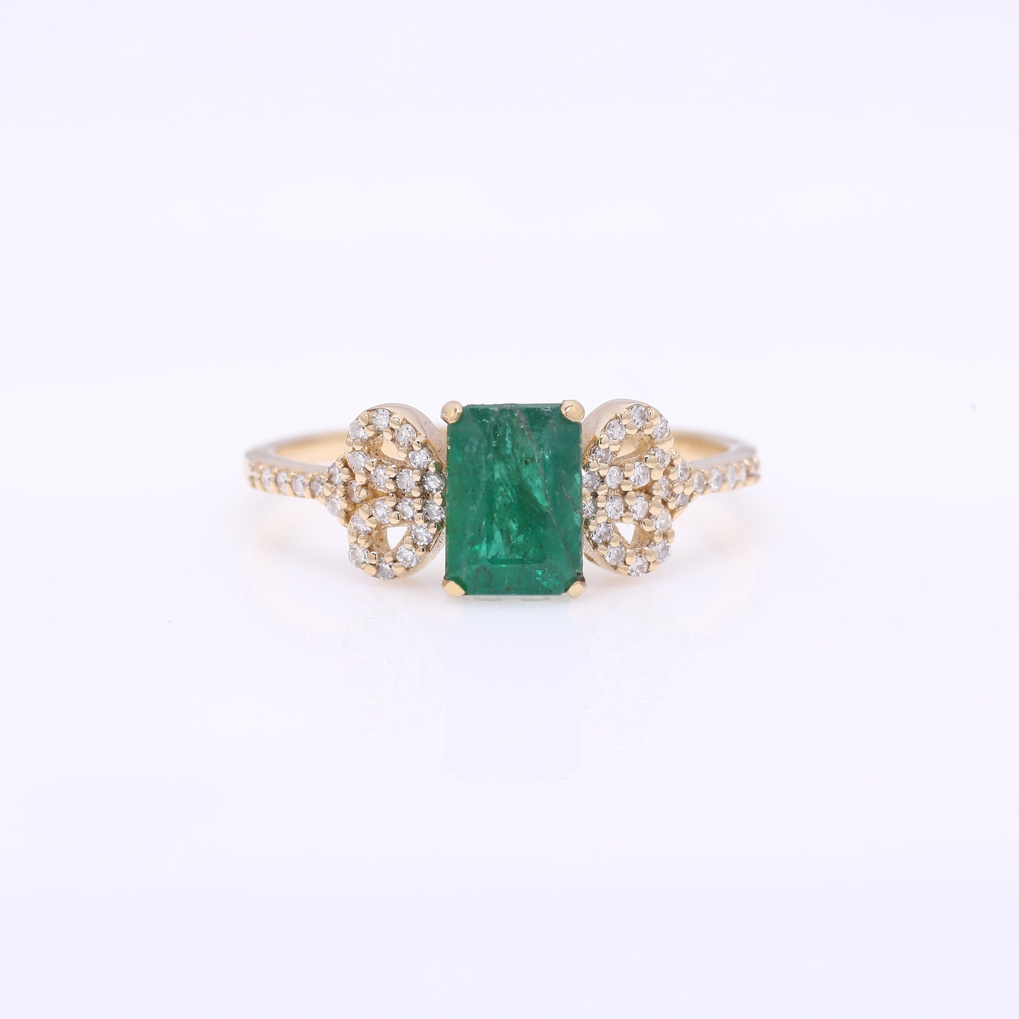 1.15 Ct Octagon Step Cut Natural Emerald 14K Gold Ring