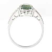 3.27 Ct Oval Mixed Cut Natural Green Sapphire 950 Platinum Ring