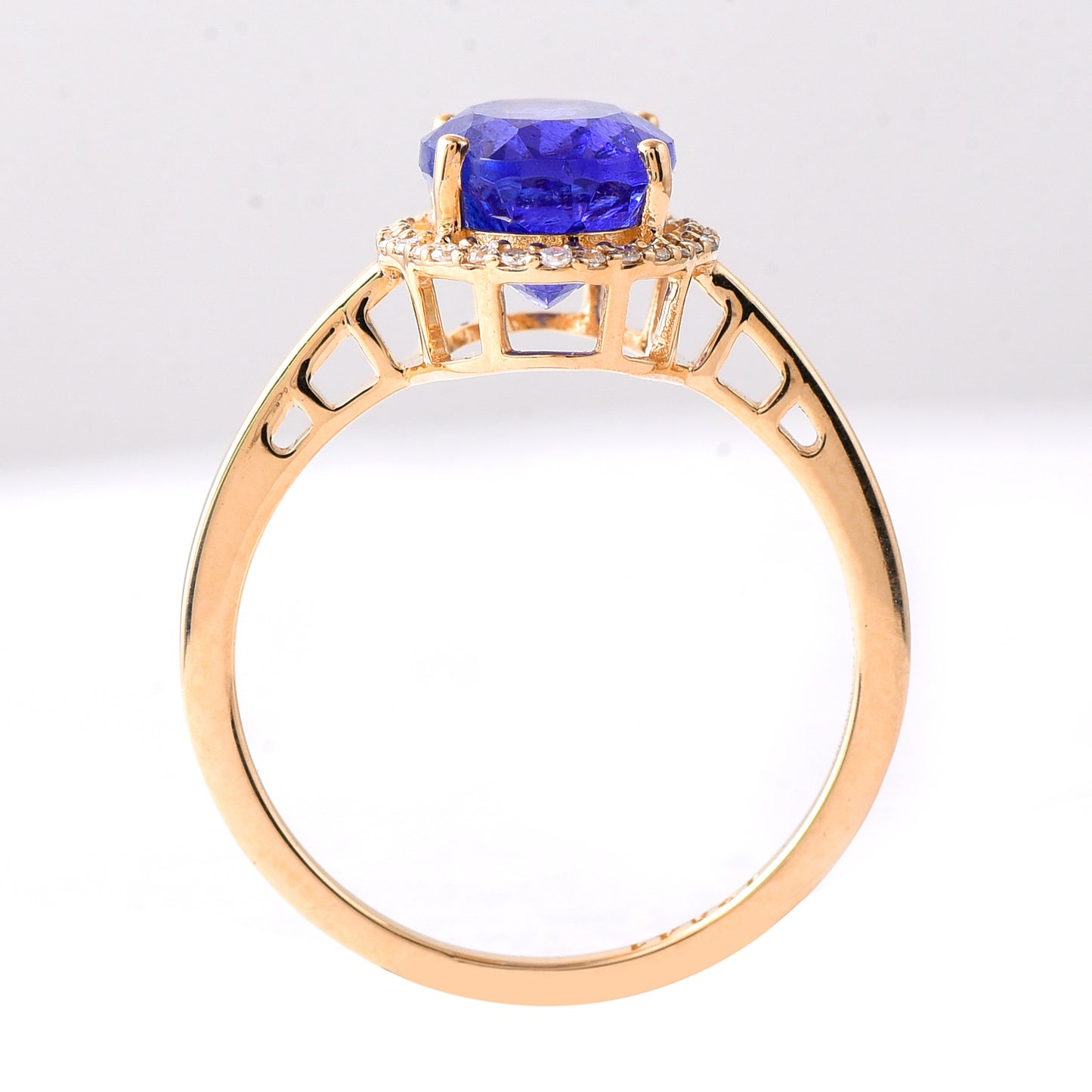 3.05 Ct Oval Mixed Cut Natural Tanzanite 14K Gold Ring