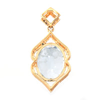 3.07 Ct Oval Mixed Cut Natural Aquamarine 14K Gold Pendant