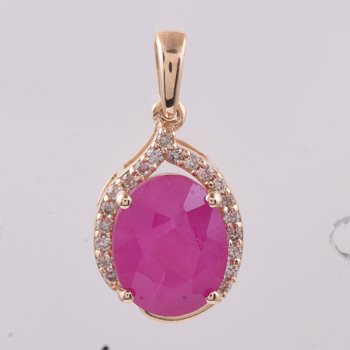 2.80 Ct Oval Natural Ruby 14K Gold Pendant