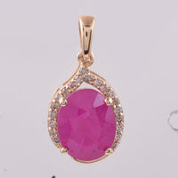 2.80 Ct Oval Natural Ruby 14K Gold Pendant