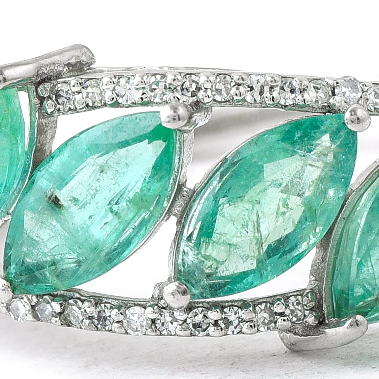 3.63 Ct Marquise Mixed Cut Natural Emerald 950 Platinum Ring