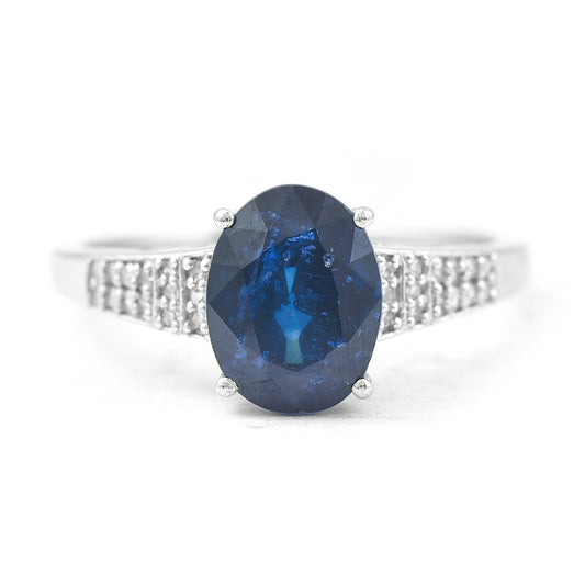 2.82 Ct Oval Mixed Cut Natural Sapphire 950 Platinum Ring
