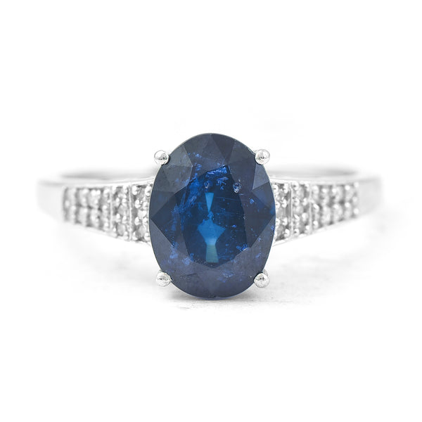 2.82 Ct Oval Mixed Cut Natural Sapphire 950 Platinum Ring