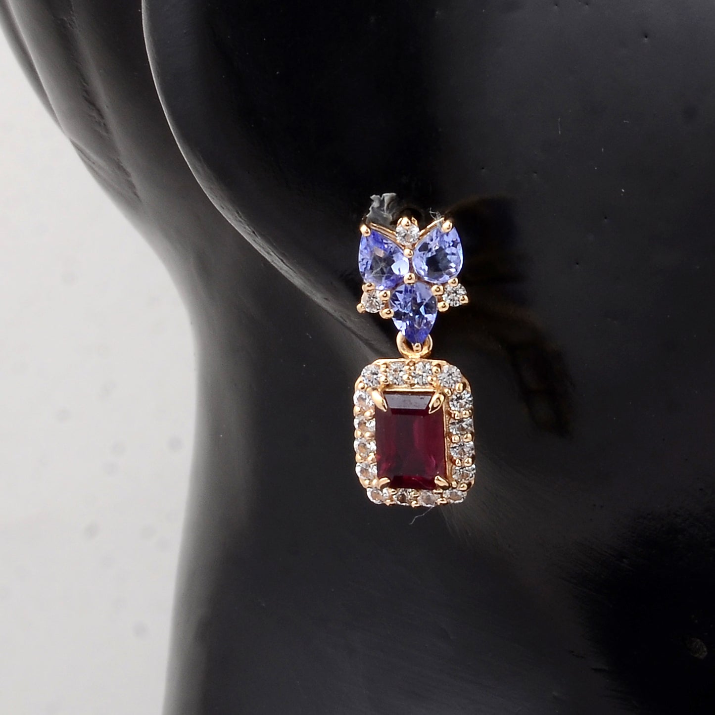 2.92 Ct Octagon Rubellite 14K Gold Earrings
