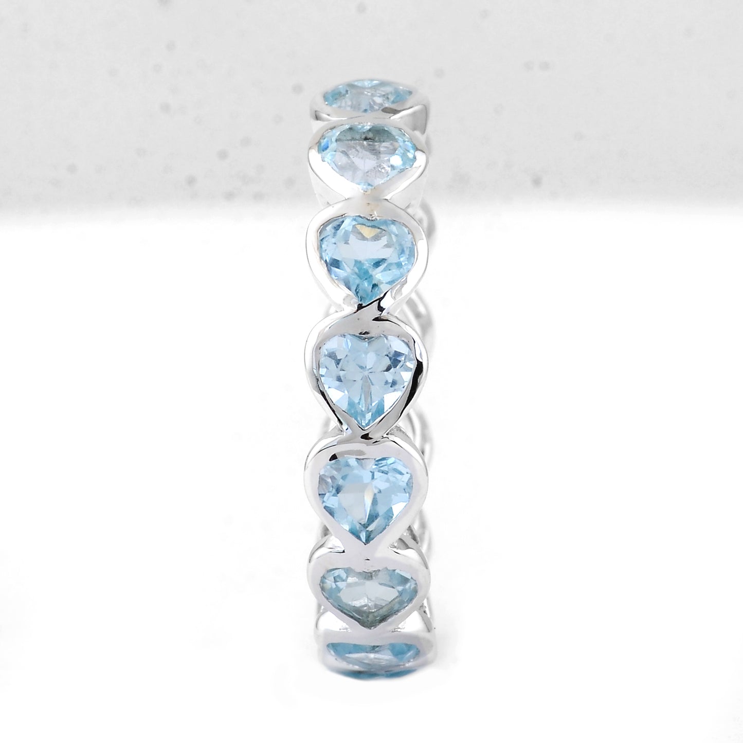 4.44 Ct Heart Blue Topaz 925 Sterling Silver Ring